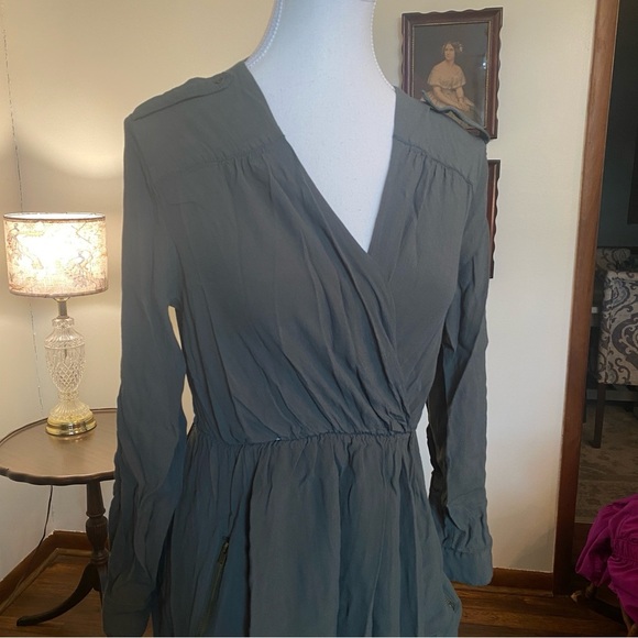 Maeve Anthropologie • Army Green Faux Wrap Dress • Size S - Picture 3 of 9